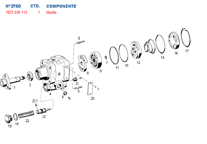 Resorte bomba hidraulica tapa bomba dir. hid. - Imagen principal