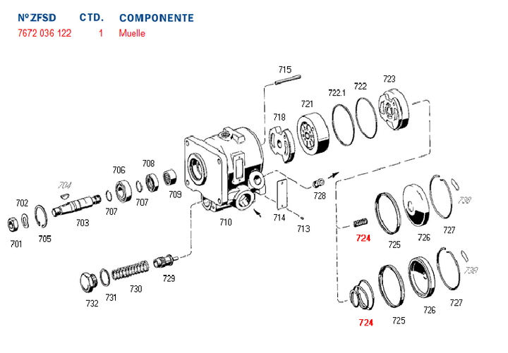 Resorte bomba hidraulica tapa bomba dir. hid. 7672-7673 gm. volvo - Imagen principal