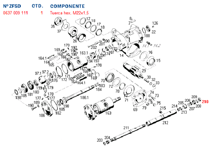 Tuerca barra dir. hid. 8044.8062/63/65 scania. m.benz - Imagen principal