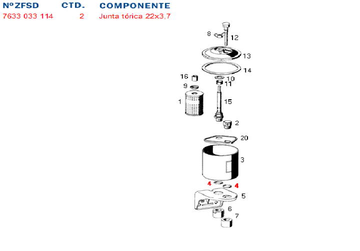O'ring ajuste deposito liquido dir. hid. -m.benz- - Imagen principal