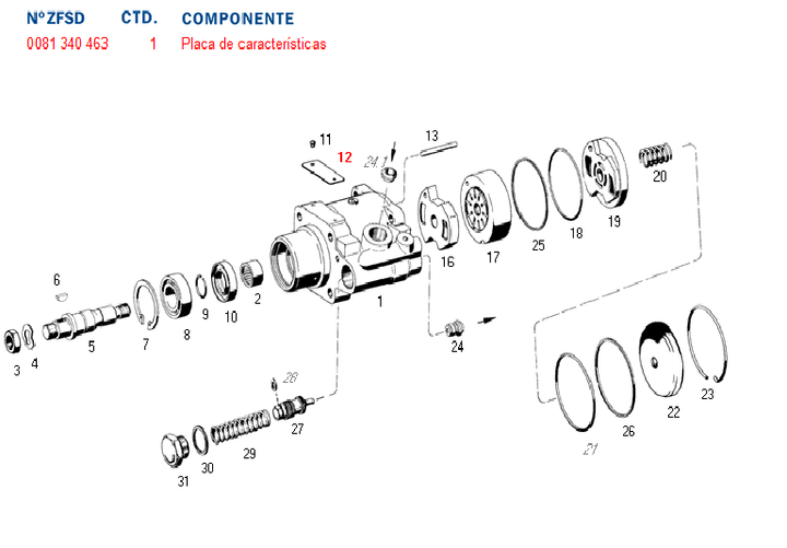 Chapa identificacion bomba dir. hid. 7672 g.m.       ant. 0081/34 - Imagen principal