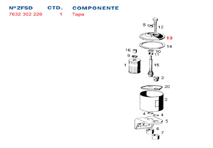 Tapa deposito liquido dir. hid. 0081-7632 -scania-ford-mb-volvo - Imagen principal