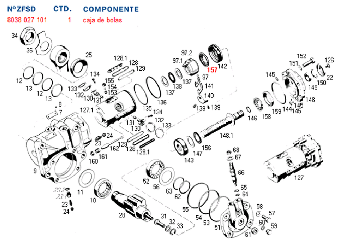 Ruleman caja direccion de bolillas ajuste tuerca sin fin - volvo - Imagen principal