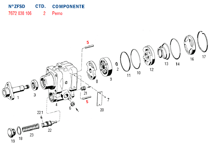 Pino bomba hidraulica guia de exentrica ford 7671-7673 - Imagen principal