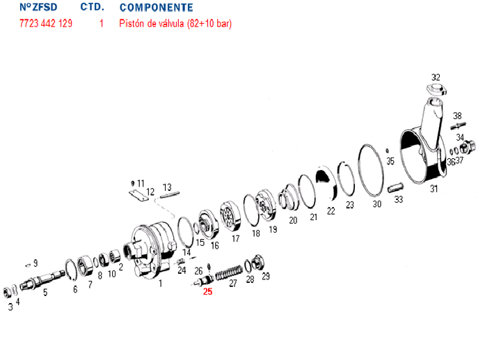 Valvula bomba hidraulica 82/85 bar. chevrolet 7673 opala 7672-767 - Imagen principal