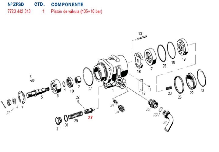 Valvula bomba hidraulica (parte) 135 bar. 7673 - Imagen principal