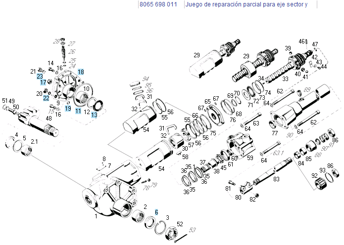 Rep caja dir hidraulica parcial eje sector ant 0090/098/011 - Imagen principal