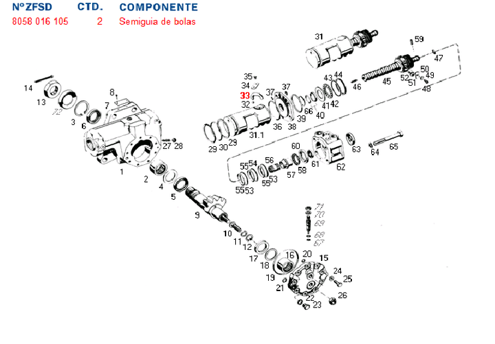 Tubo bipartido ford 7000 caja dir. hid. 8058 - Imagen principal