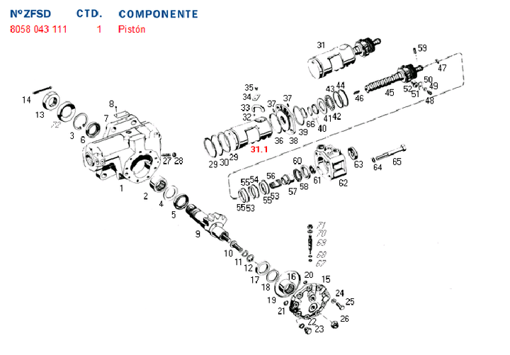 Piston caja direccion caja dir. hid. 8058 m. benz 709-912 - Imagen principal