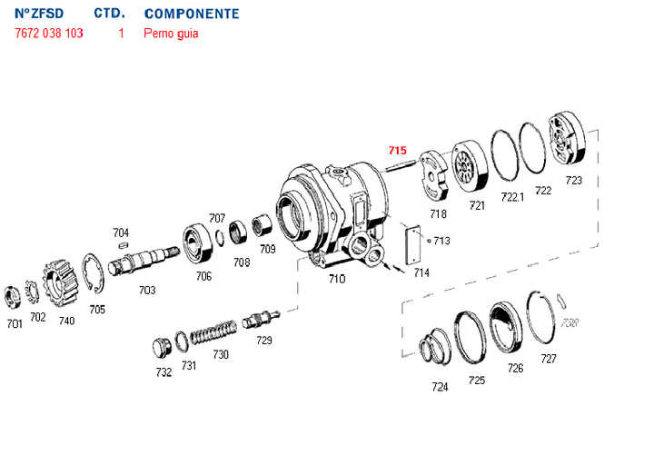 Pino bomba hidraulica guia bomba dir. hid. m.benz frontal - Imagen principal