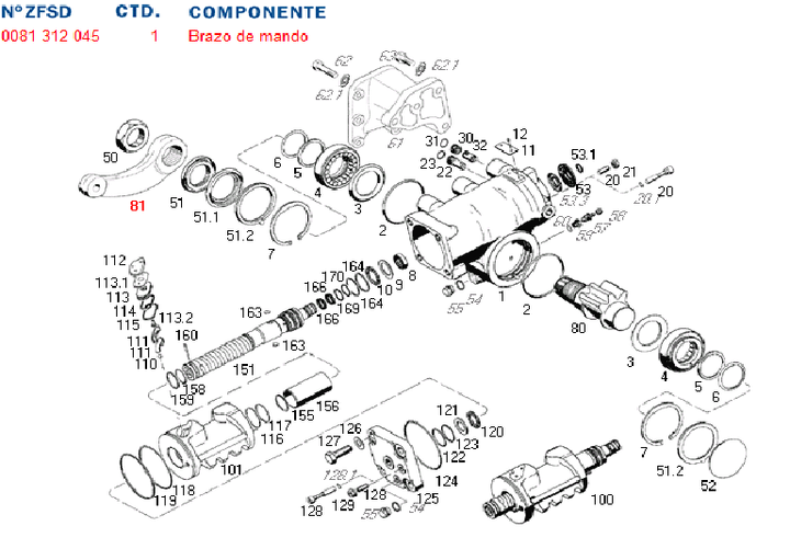 Brazo pitman caja dir. hid. 8097 ford cargo 1622 - Imagen principal