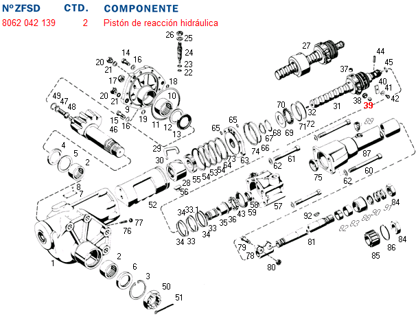 Piston caja direccion reaccion hidraulica de comando - Imagen principal