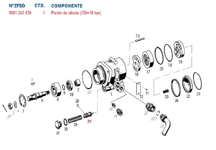 Piston bomba hidraulica valvula bomba dir. hid. 7674 - Imagen principal