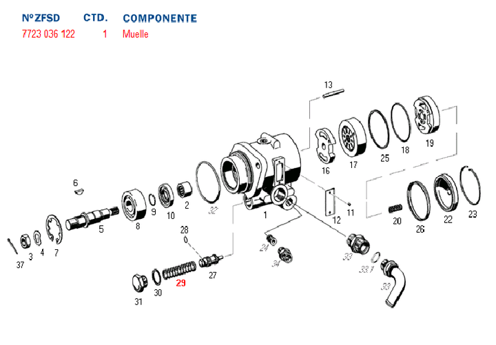 Resorte bomba hidraulica valvula bomba dir. hid. vw. - Imagen principal