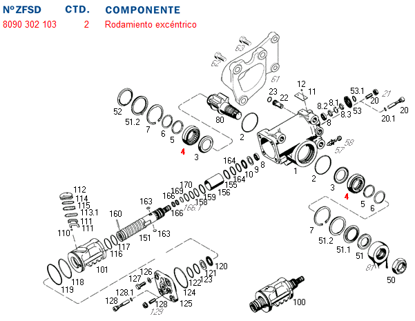 Ruleman caja direccion de rodillos cilindrico (excluisvo zf) - Imagen principal