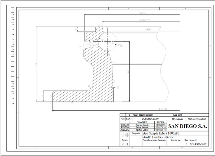 Rala giratoria p/acoplados 1000 x 90 hilera simple bolilla 3/4" - Vista 3