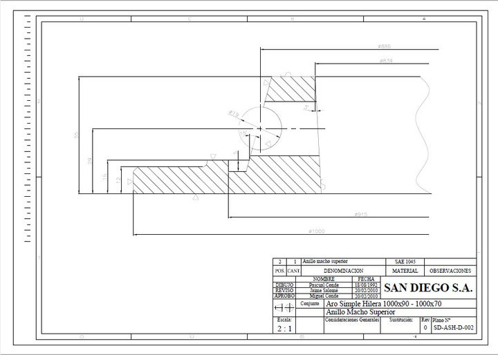 Rala giratoria p/acoplados 1000 x 90 hilera simple bolilla 3/4" - Vista 4
