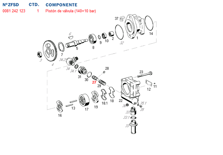 Piston bomba hidraulica valvula bomba dir. hid. 150+bar - Imagen principal