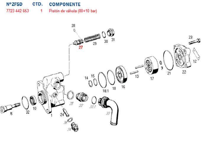 Valvula bomba hidraulica 80 + 10 bar bhd fn4 - Imagen principal