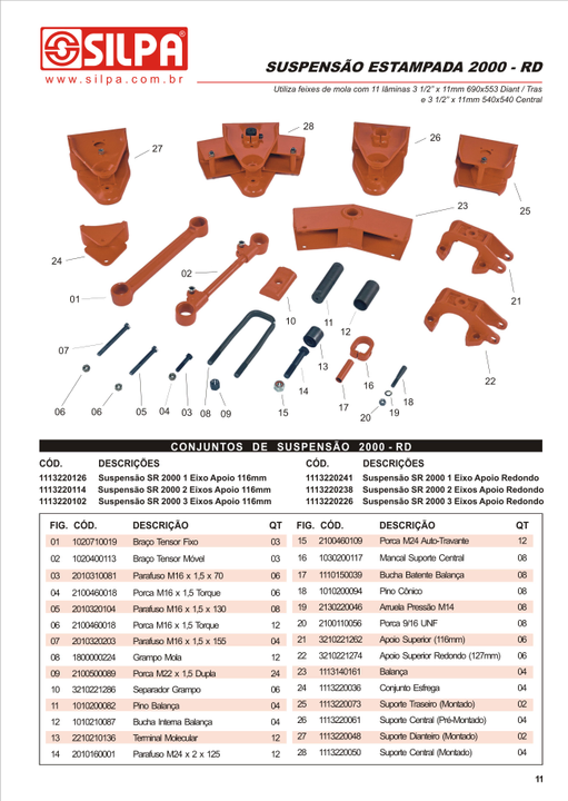 Kit suspension estampada 1 eje cuadrado  rd2000  c/apoyo - Imagen principal