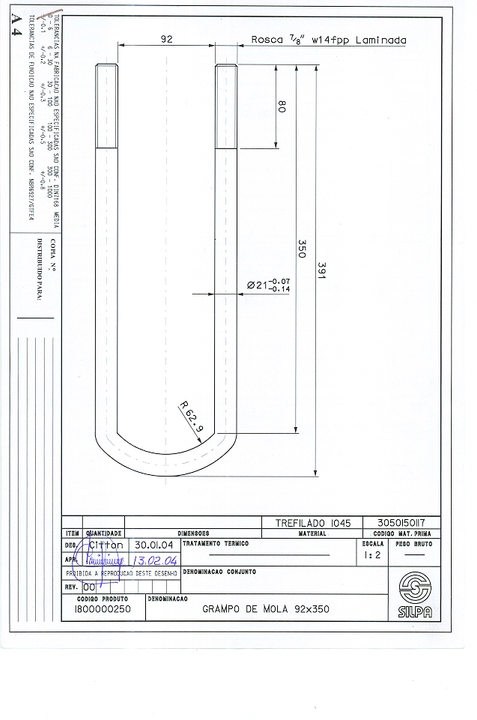 Abrazadera elastico sin tuercas 391 x 92 rosca 80mm - Vista 2