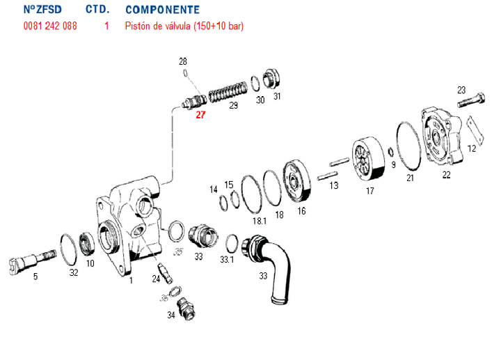 Piston bomba hidraulica valvula bomba dir. hid. 7691 - Imagen principal