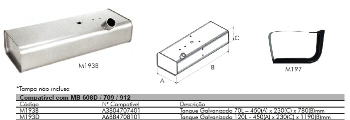 Tanque combustible galvanizado 120 lt rect. 1.19x0.45x0.23 mb 608 - Vista 2