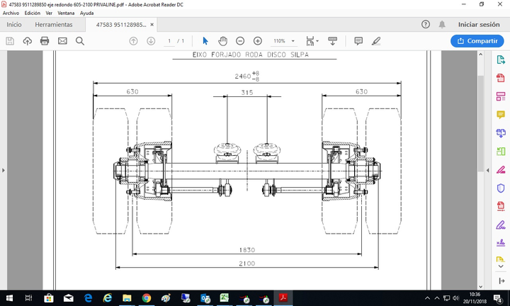 Eje disco 8" red freno tubeless s/gall.c/sop.soldados - Vista 2