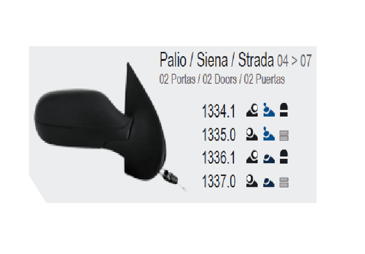 Espejo con control, revatible solo 2 puertas der - Imagen principal