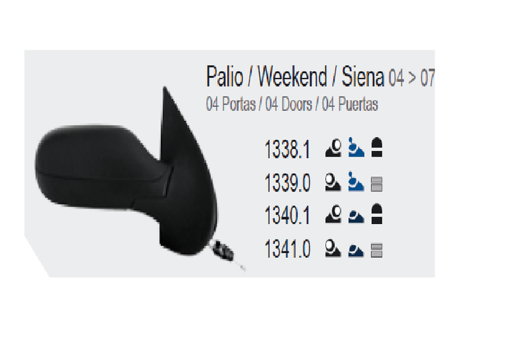 Espejo 4 ptas c/control der - Imagen principal