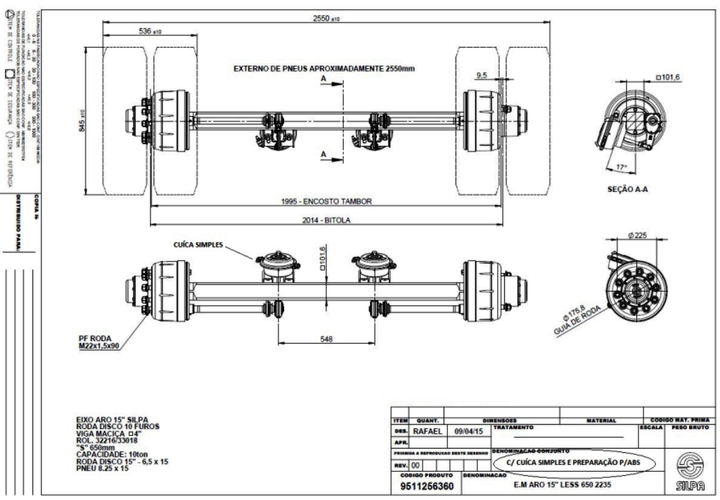 Eje disco rod 15 c/galletas y abs - Imagen principal