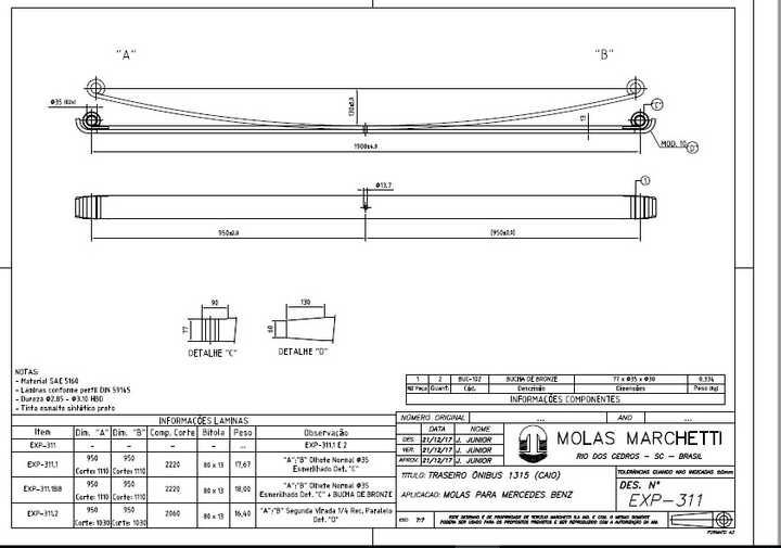 Hoja elastico exp-311.2 acero 80x13 2a tras - Imagen principal