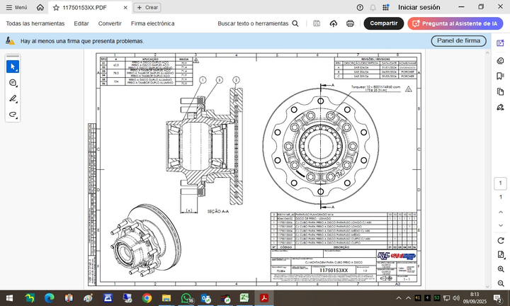 Maza rueda susp.neumatica c/2 rulemanes-esparr.y disco p/f.disco - Vista 2