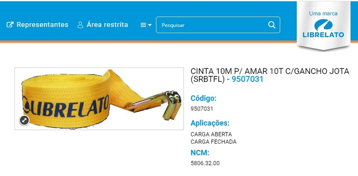 Cinta amarra carga lar.10 x a 0, 10 mts.con gancho - Imagen principal