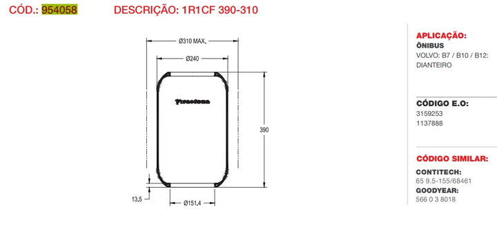 Vejiga susp.(goma) 1r1cf-390-310  delantera - Vista 2