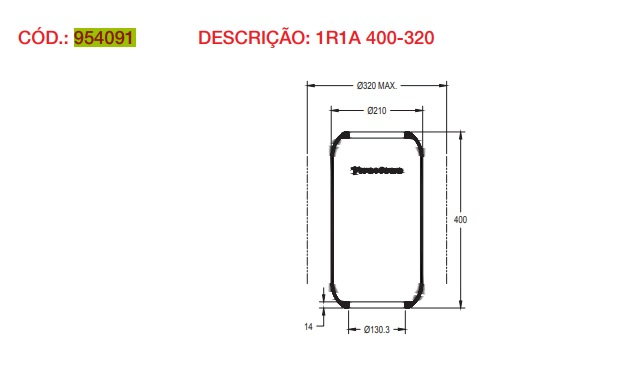 Vejiga susp.(goma) 1r1a-400-320 trasera trasera - Vista 2